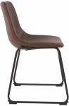 Black Metal Base Mid Century Fabric Dining Chairs , Brown Faux Leather Chair