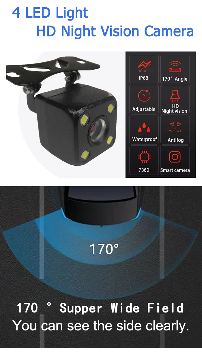 BF Universal 360 Bird View Camera Waterproof Night Car Camera With Wiring 4 LED