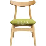 Modern Nordic Designs Furniture No Arm Oak Wooden With Seating Cushion Fabric