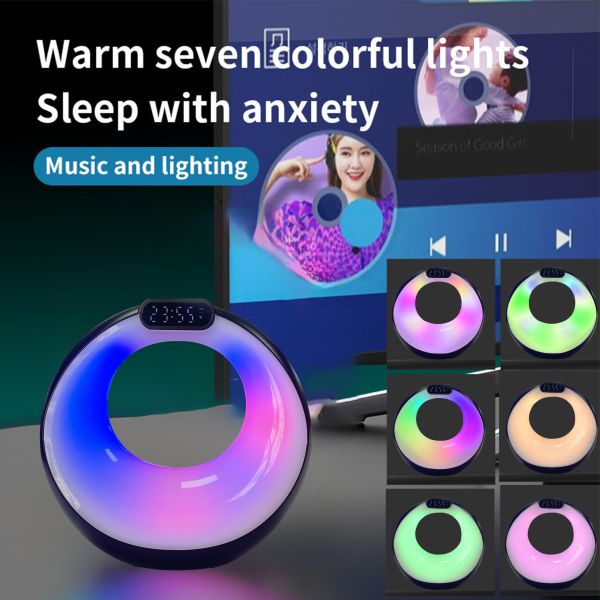 Wake-Up Lights Smart Speaker App Control Deep Bass Wireless Lamp Multifunction Bluetooth Bedside Night Light Alarm Clock