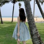 Vacation Leisure Sleeveless A Line Dress Retro Three Dimensional Printing