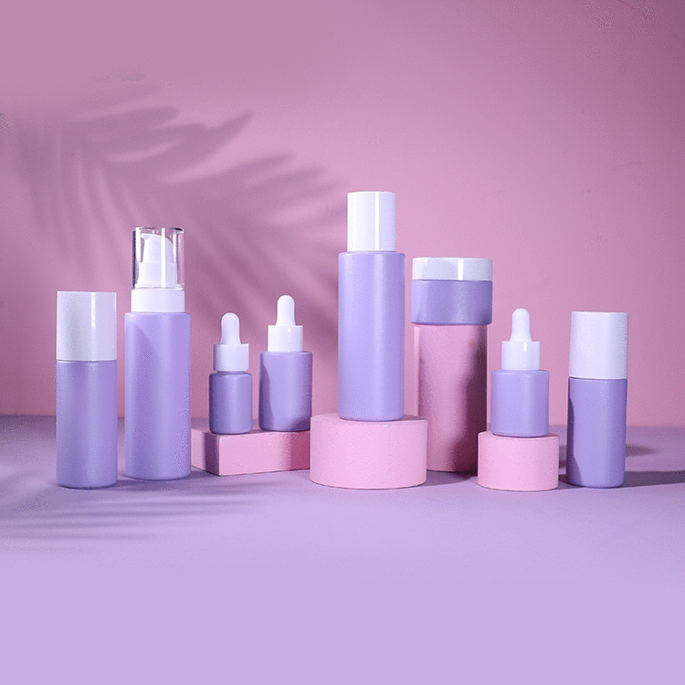 Frosted Empty Container Bottle Packaging Cosmetic Glass Bottle Set For Face Cream