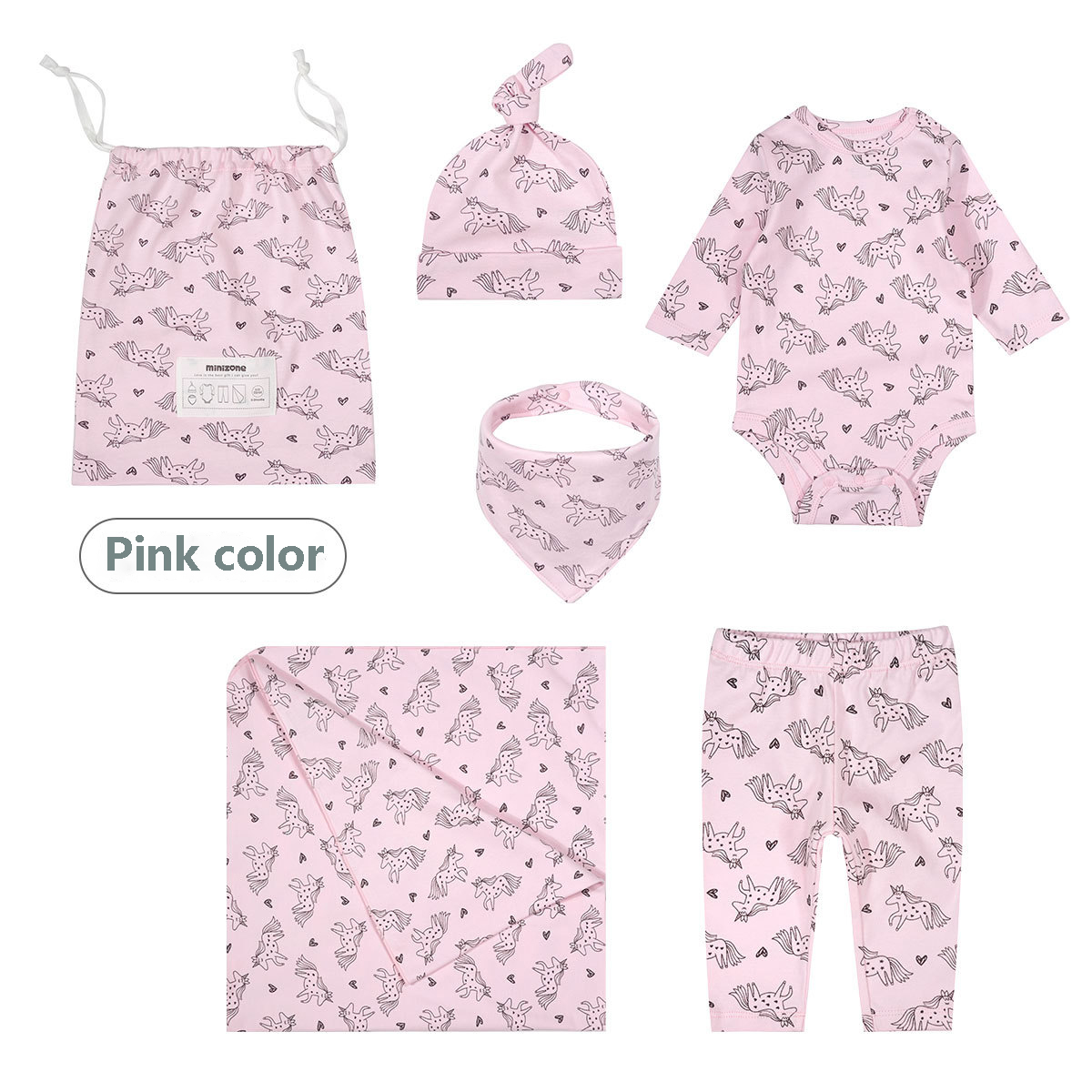 Wholesale Soft Organic Cotton Baby Pajamas Blanket Rib Hat Pants Set Baby Gift Set Newborn Baby Set