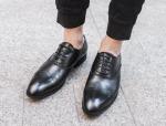 All Seasons Men Formal Dress Shoes Brown Embossed Patent Leather Mens Shoes