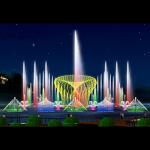 Lake color changing water fountain