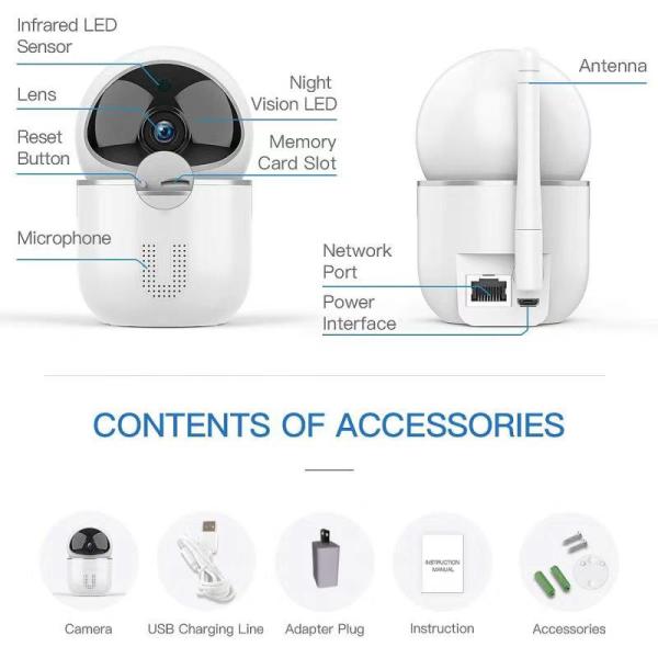 0.1lux F1.2 Pan Tilt Indoor Wireless Network Camera