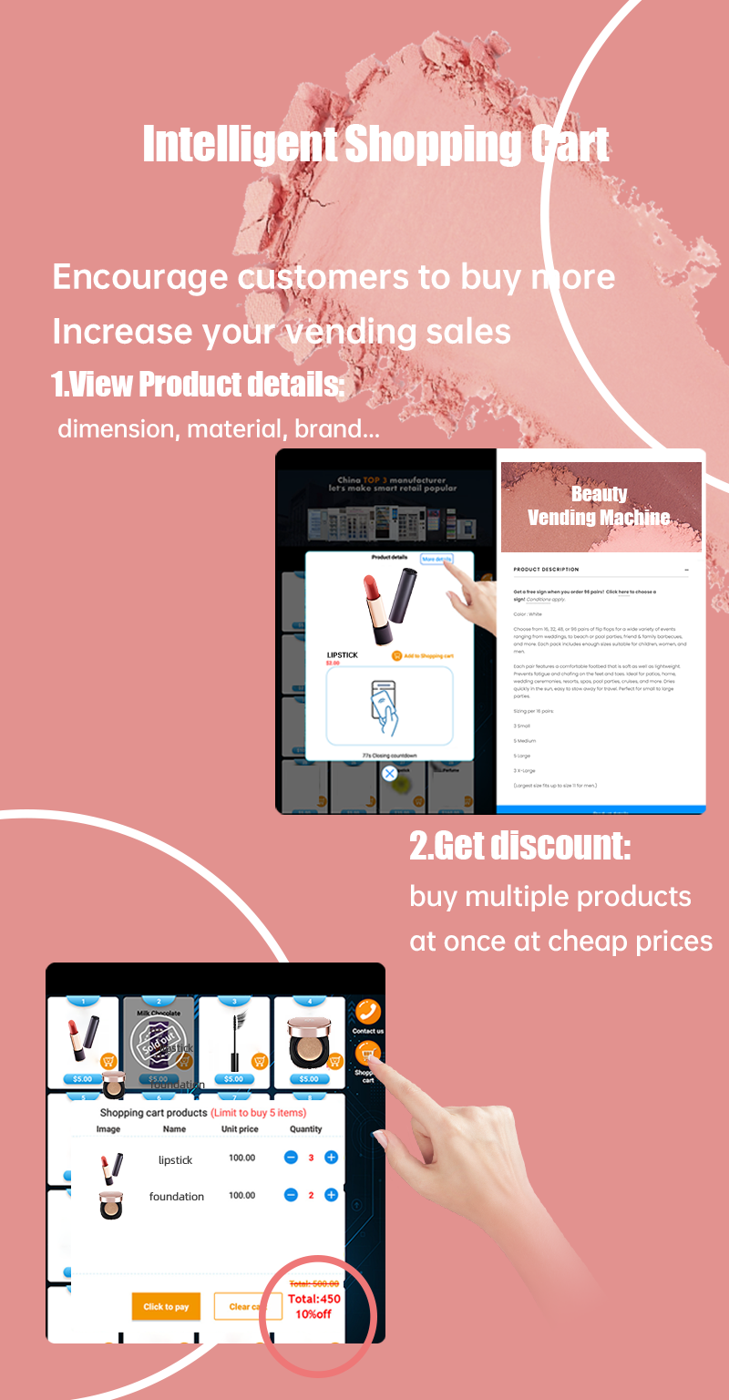 Shopping Mall Beauty 22'' Touch Screen Nail Eyelash Vending Machine with Coin Bill Acceptor