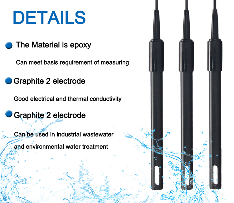 Graphite 2 Electrode Analog Conductivity Sensor With K=1±15% For Waste Water