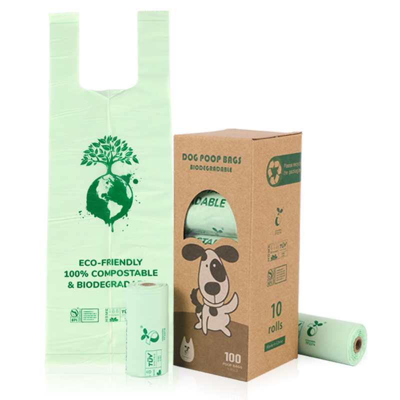 Customized Logo Biodegradable Cornstarch PBAT PLA Bag for Pet Poop at Exhibition Hall