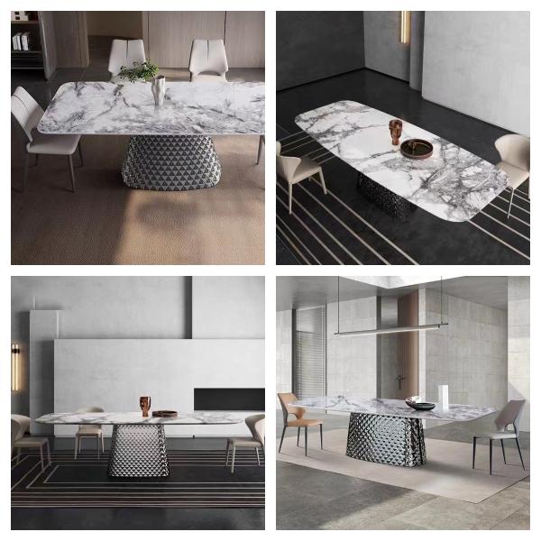 Voguish Ceramic Marble Top Dining Table 10 Seat Width Elegant