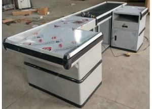 China Automatic Stainless Steel Cash Checkout Counter Desk / White Reception Cashier Counter wholesale