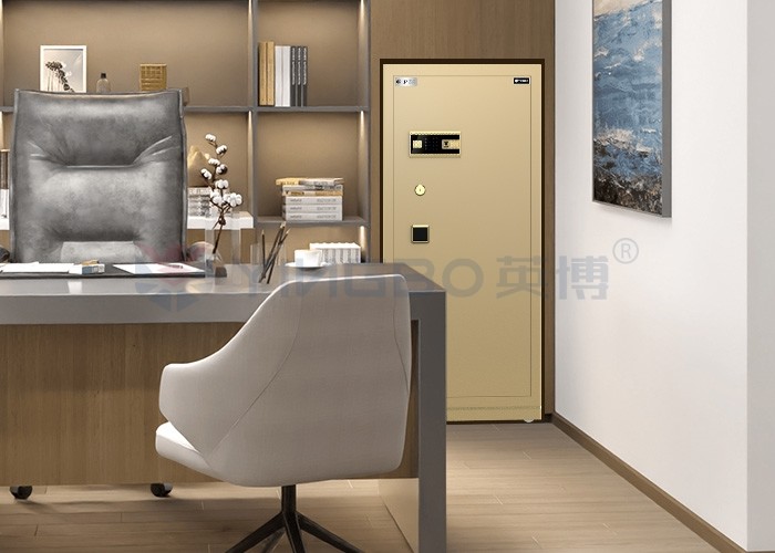 Gold Solid Steel Fingerprint Lock Office Safe Box Dual Alarm YB/N7-150