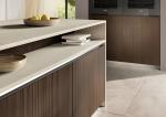 Tailored Green PET Kitchen Cabinets With Wood Grain Storage Cabinet