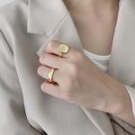 Lanciashow Gold Plated 925 Sterling Silver Jewellery Oval Open Ring For Women