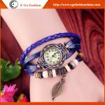 Leaf Pendant Watch Bracelet Watch Girl Female Leather Watch Unisex Quartz Retro