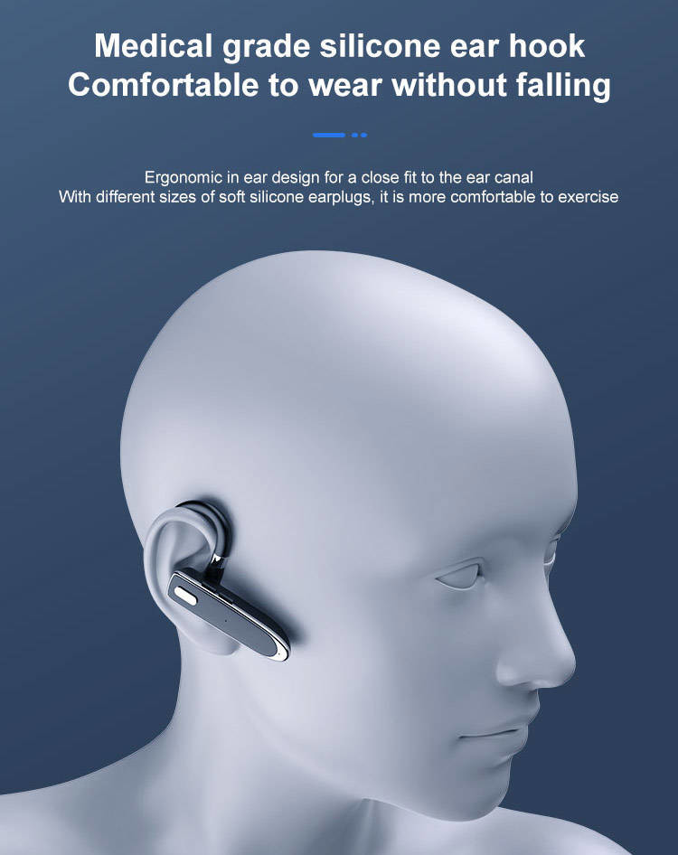 Waterproof Wireless Earhook Headphone 500 MAh Battery For Running