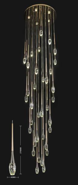 46 long pole water droplets crystal staircase light luxury long chandelier