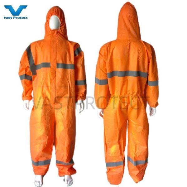 USA Market Orange Disposable Coveralls with Reflective Tape and CE Type4/5/6