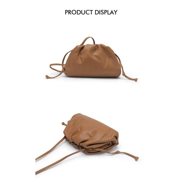 Portable Design Customizable Logo Women's Bag Genuine Leather Pleated Pattern Clutch