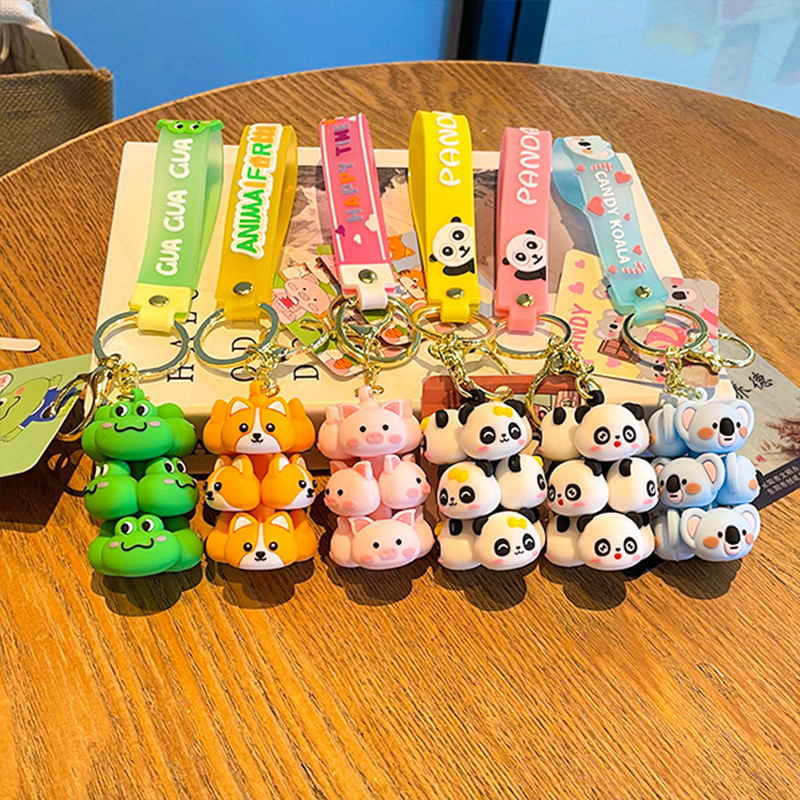 2 Pcs Black White Panda And Pink Pig Keychain Charms For Women Kids Kawaii Backpack Accessories