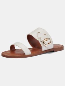 China 2021 New Arrivals Women Shoes Low Heel Leather Slipper Women Summer Slides Chain Flip Flops Slippers wholesale