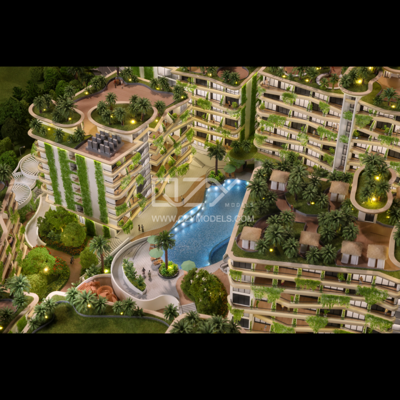 1:100 Scale DANDARA Mountain Eco-Residential Architectural Scale Model with Full Lighting