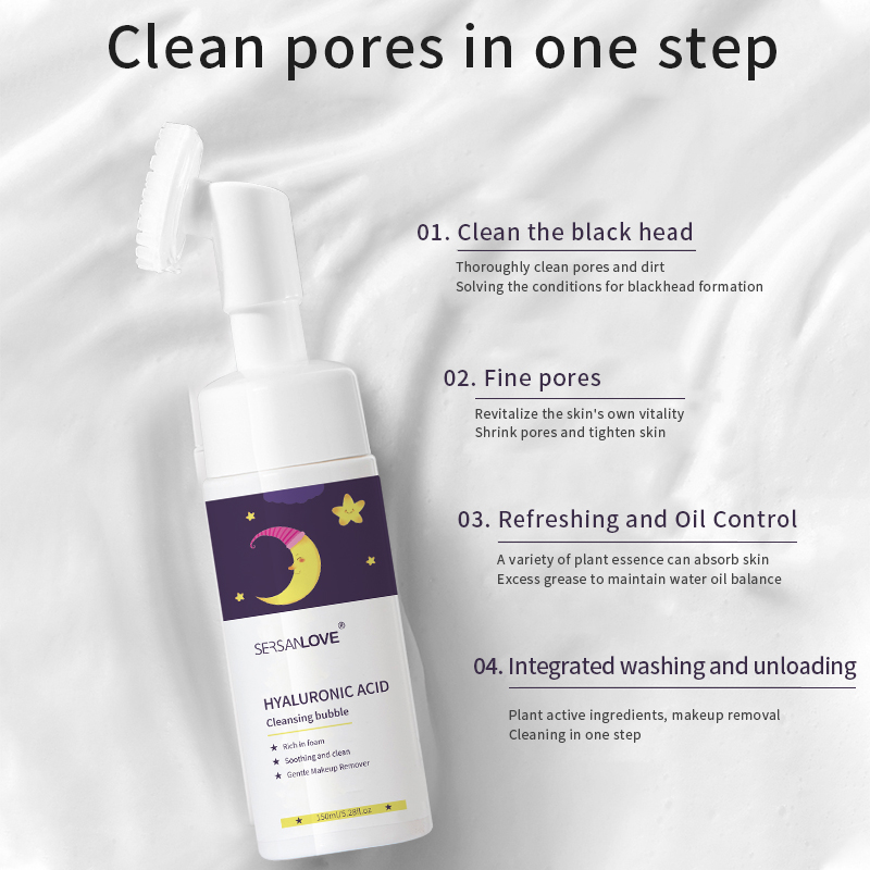 Private Label Vegan Amino Acid Cleansing Mousse Remove Makeup Moisturizing Face Wash Rose Foaming Facial Cleanser
