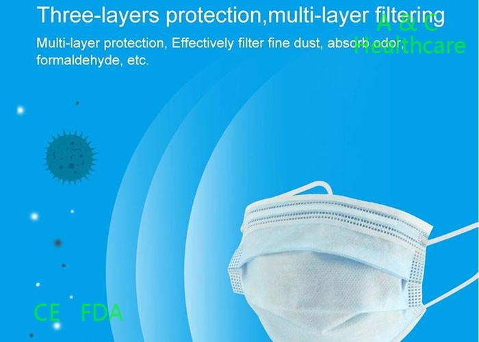 3 Ply Non Woven Kids Surgical Mask Ear Hook Headband Adjustable