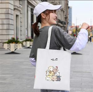 China 2023 Custom Logo  and size canvas  Printed Organic Calico Shopping  bag Canvas Tote  lady shopping bag school bag for kids wholesale