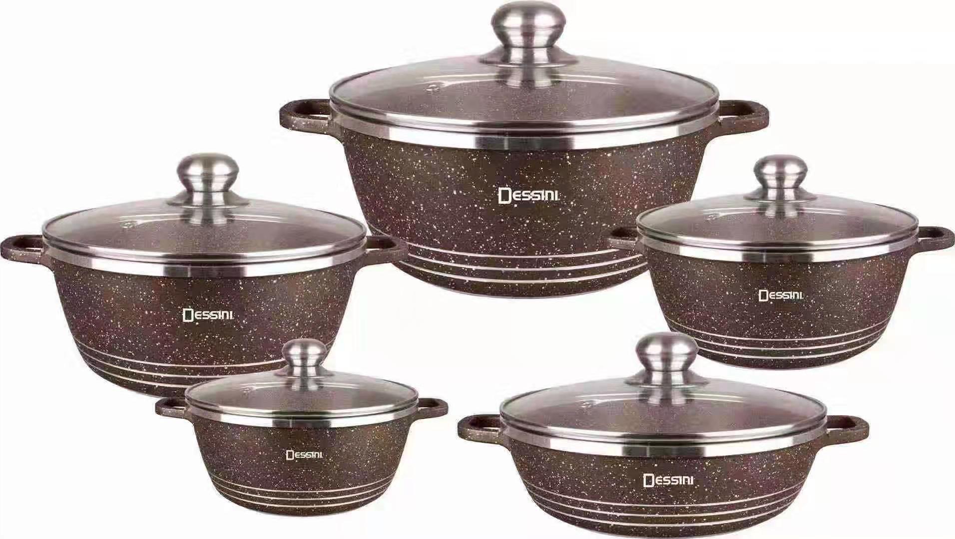 Cheap Cast 12 PCS Medical Stone Cooking Pot Set Dessini Non Stick Cookware Set Ollas Aluminum Induction Cookware Sets