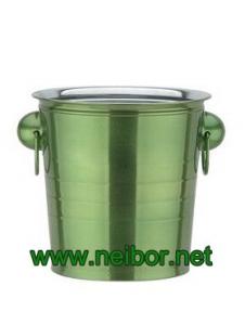 China Green color stainless steel ice bucket 3L 5L metal beer bucket beer tub beverage cooler wholesale