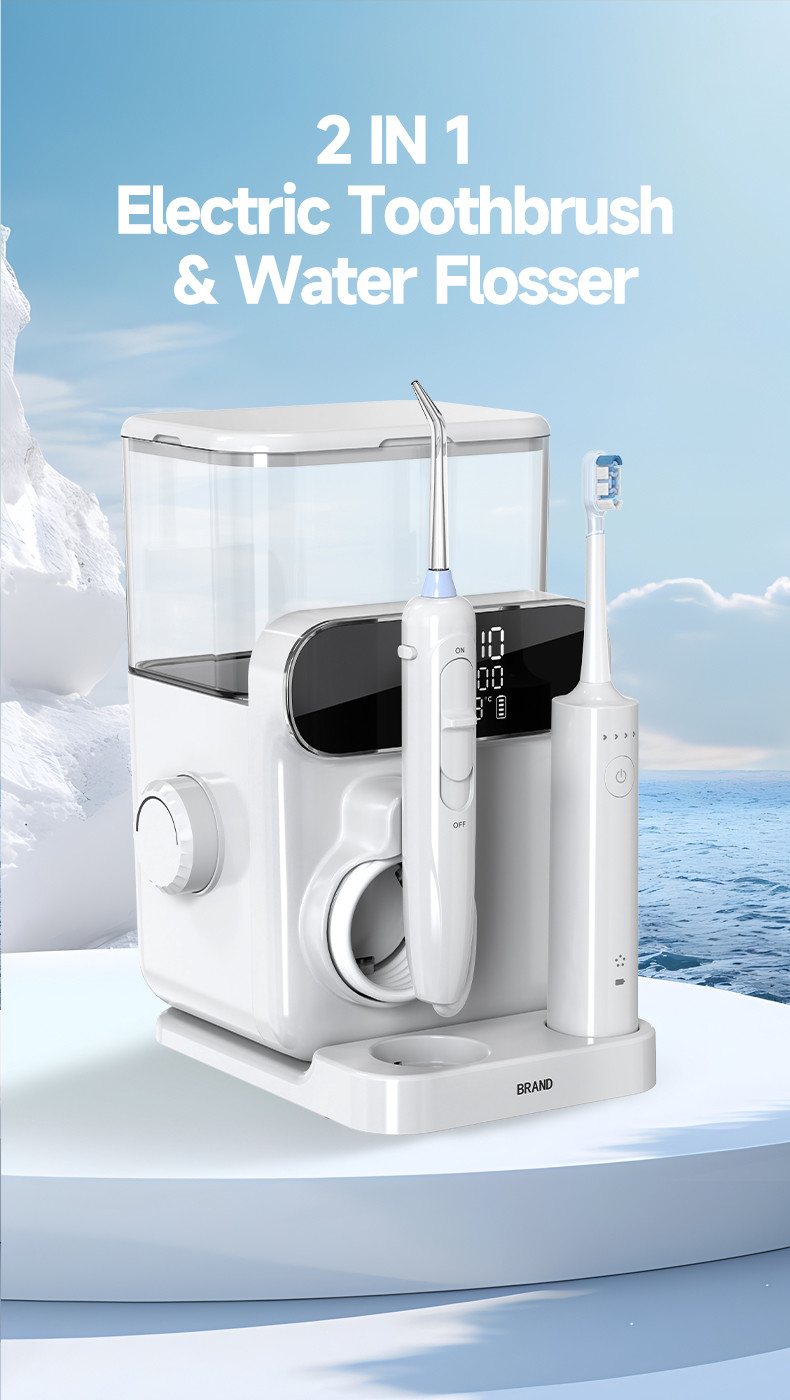 Electric Oral irrigator 1000ml Capacity 2 IN 1 Countertop Water Flosser with Toothbrush Combination