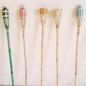 China Yard Garden Outdoor Bamboo Tiki Torch With Refillable Replacement Oil Canister wholesale