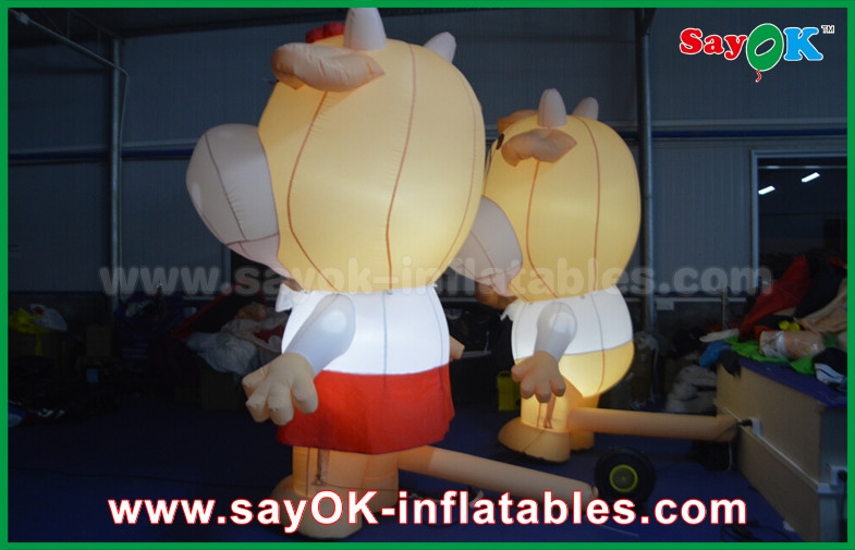 Custom Animal Oxford Cloth Inflatable Cartoon Cattle Cow With LED Lighting