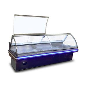 China Horizontal Curved Stainless Steel Glass Cooked Food Display Freezer Fridge wholesale