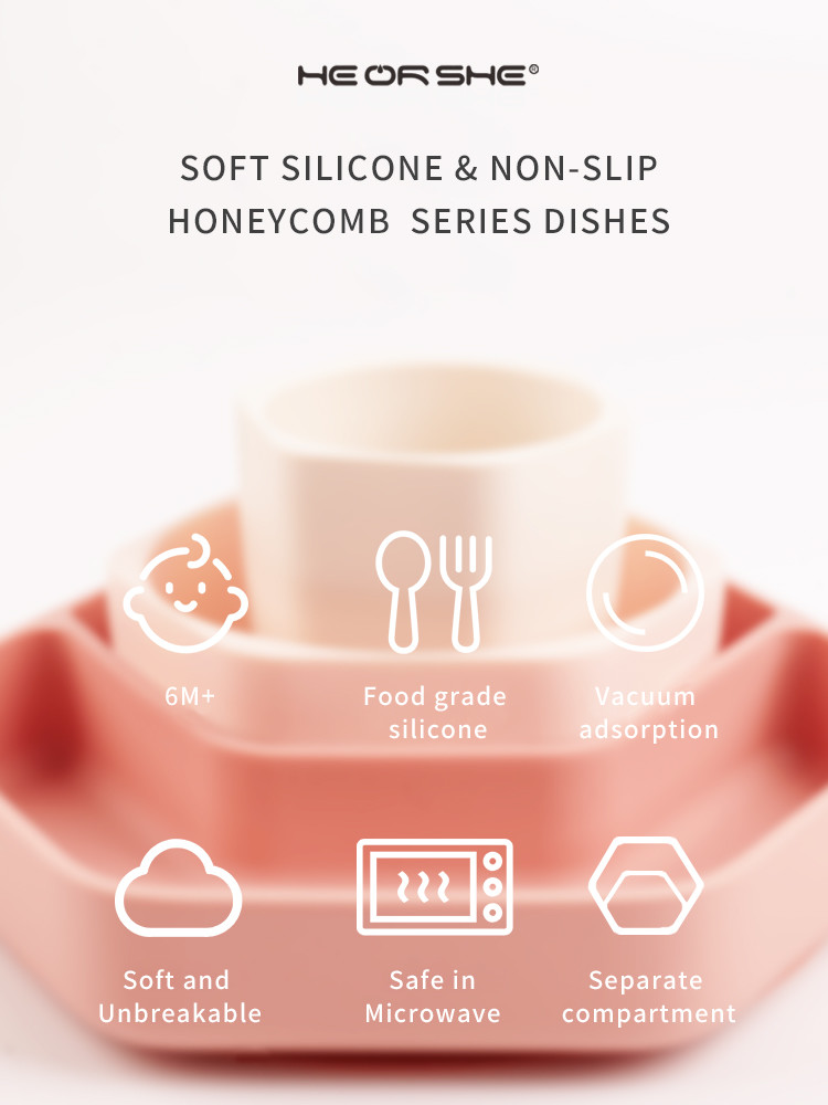 Steam Sterilization Food Safe Hexagon Baby Plate And Bowl