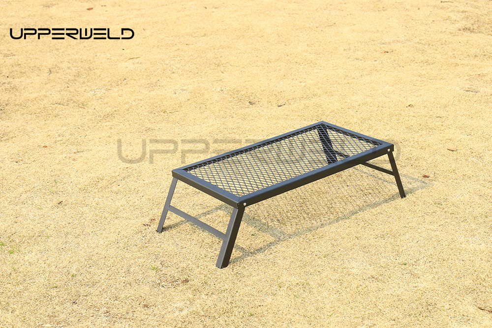 Black Folding Campfire Grill Portable Heavy Duty Camp Grill Grate for Outdoor Camping