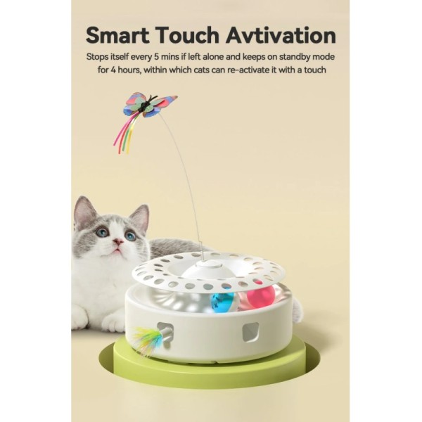 Smart Automatic Pet Teaser Ball Three In One Feather Interactive Cat Toy