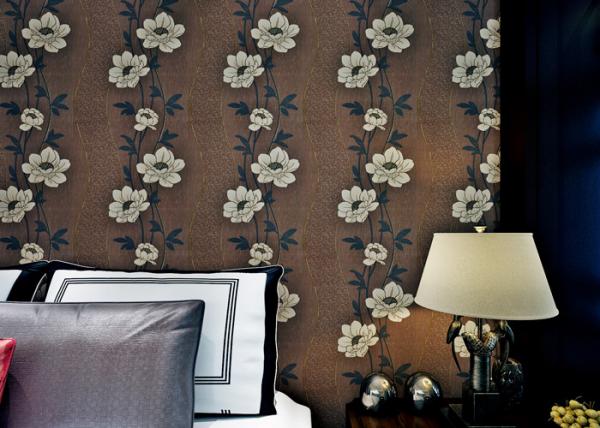 Quality Floral Interior House Decoration Wallpaper With Non Woven Materials , Brown Color for sale