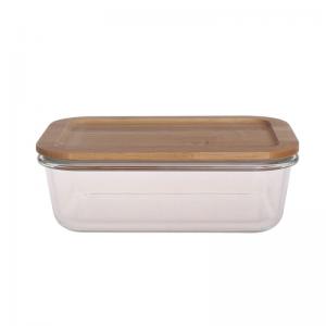China Eco Friendly Spillproof Glass Food Storage Box With Bamboo Lid on sale