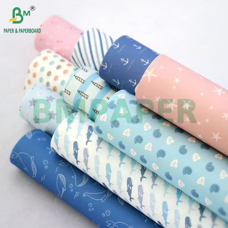 60gsm Custom Printed Christmas Gift Wrapping Packing Paper Roll 43cm x 300 cm
