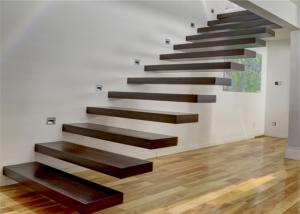 China Wooden Steps Floating Steps Staircase Residential Indoor Stairs With Removable Stair Railing wholesale