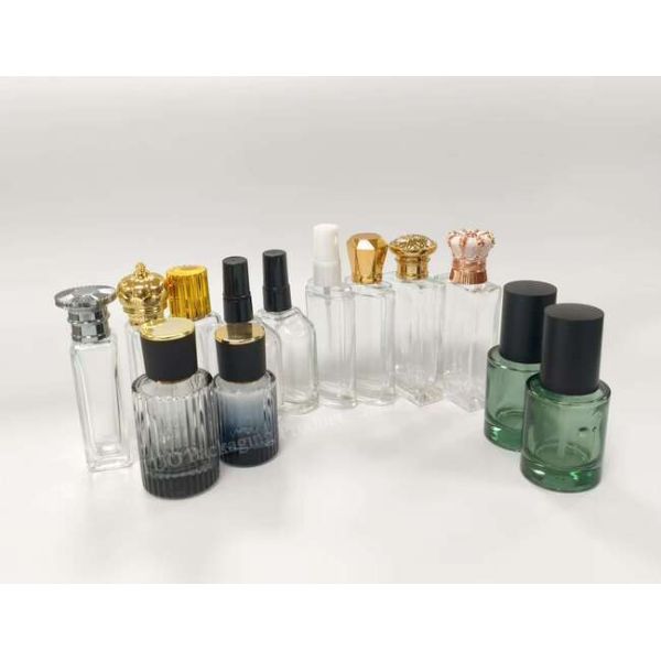 Square transparent perfume bottle front view