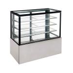 Luxury Square Cake Display Fridge , Refrigerated Dessert Display Case Anti Fog