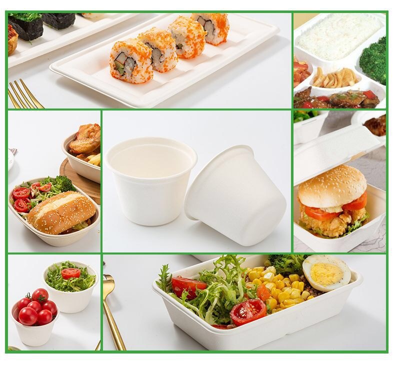 Bagasse Pulp Biodegradable Bowls With Lids , Compostable Salad Containers Takeout