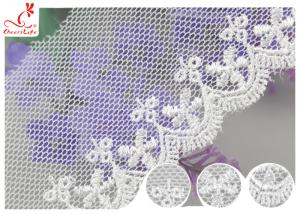 China White Width 4CM Mesh Lace Ribbon Embroidery Fabric For Curtain Decoration wholesale