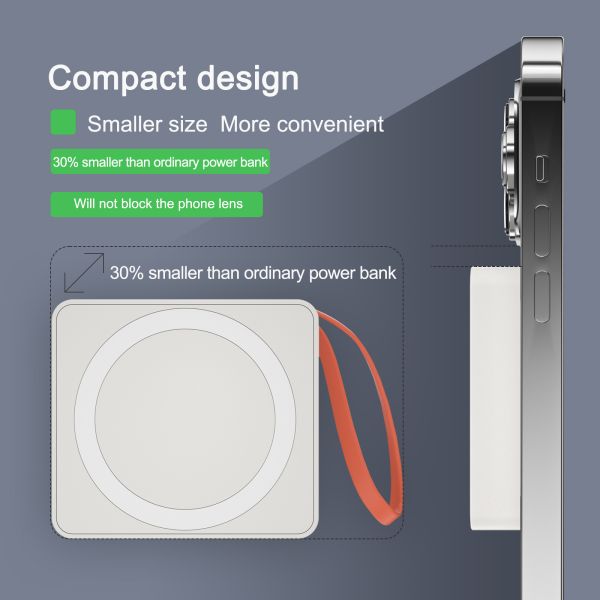 High-Capacity Three-in-One Mini Type-C 3A Fast-Charging Two-Way Portable Magnetic Charging Treasure Power Banks Station