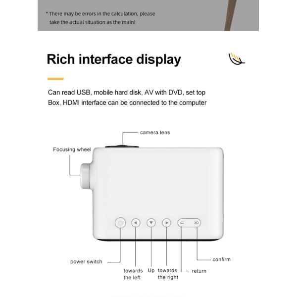 YG280 1080P Mini LED Projector Supported 16:9 Phone Same Screen