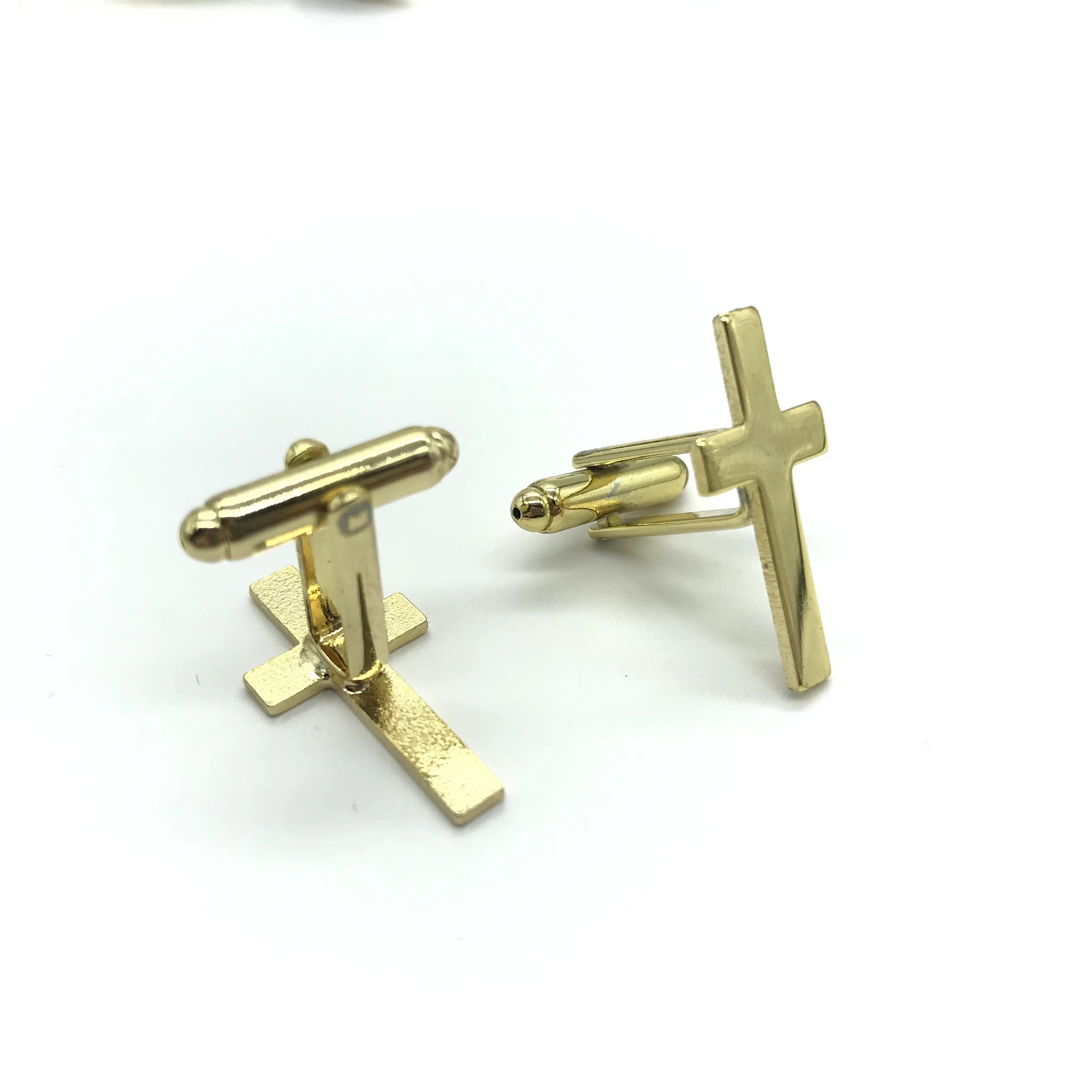 Blank Metal Cufflink Gold Silver Plated Laser Logo Soft Enamel Square Shape
