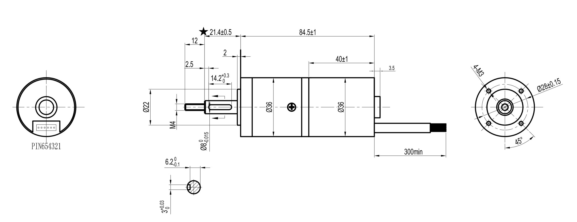 36BLX01-XXAG76-001 Nema17 1.5N.M Brushless Gearbox Motor 24V 24W 100RPM